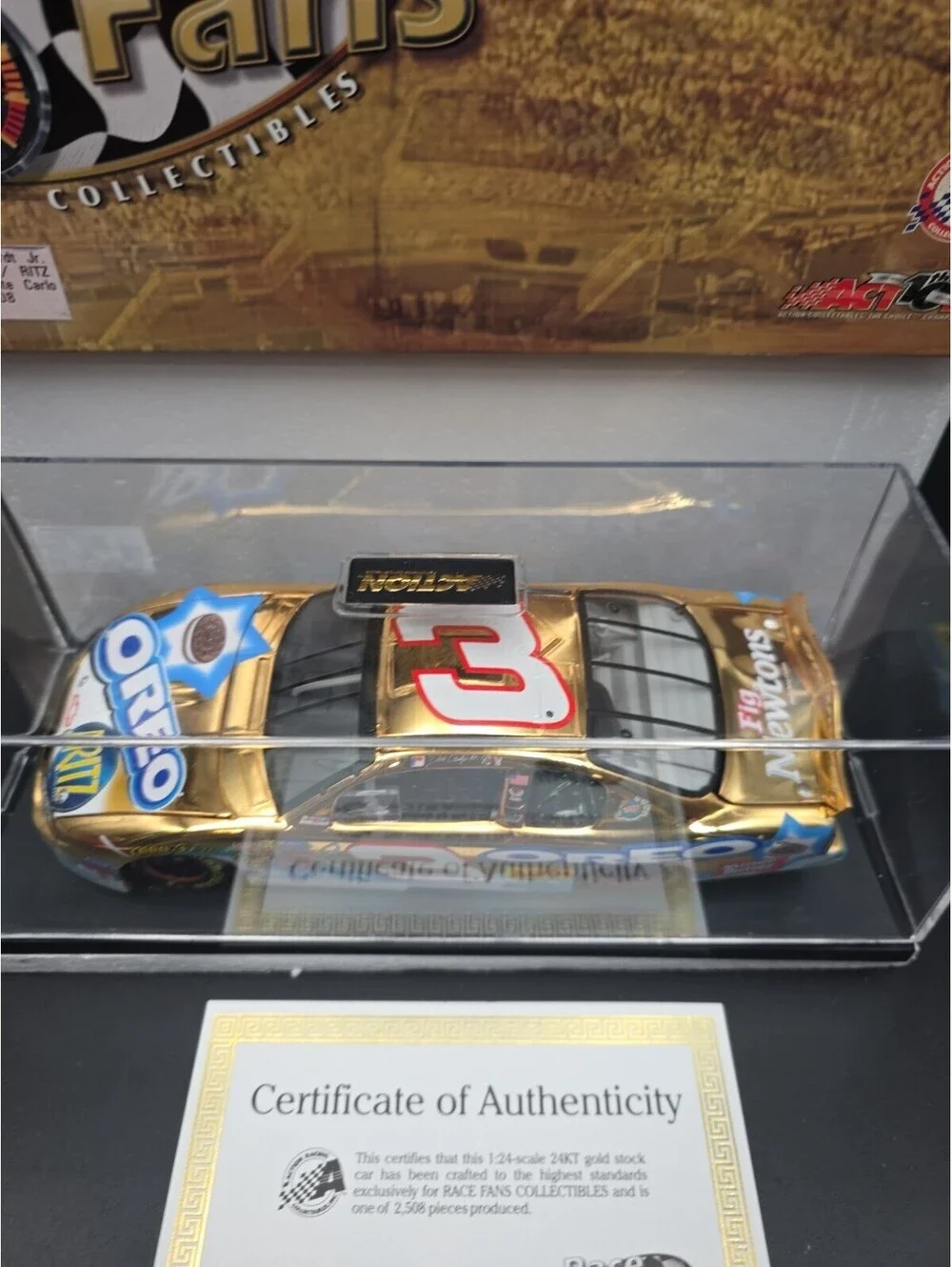2002 #3 Dale Earnhardt Jr 1 Of 2,508 Diecast Cars Race Fans Action Gold Oreo